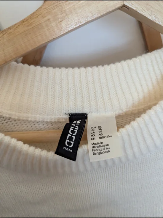 H&M Cream Ribbed Crewneck Sweater - Picture 2 of 5